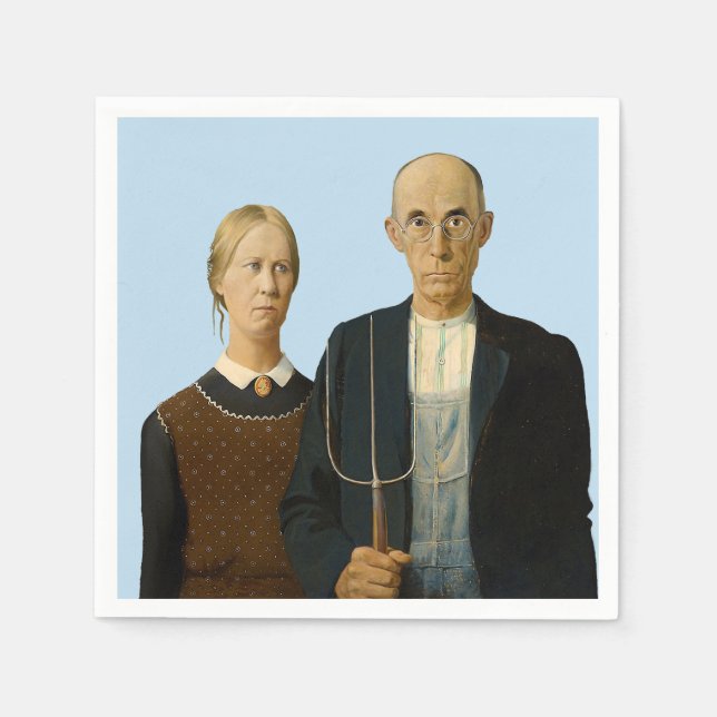 Serviette En Papier American gothique Grant Wood (Devant)
