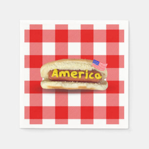Serviette En Papier American Hot Dog sur Buffalo Plaid