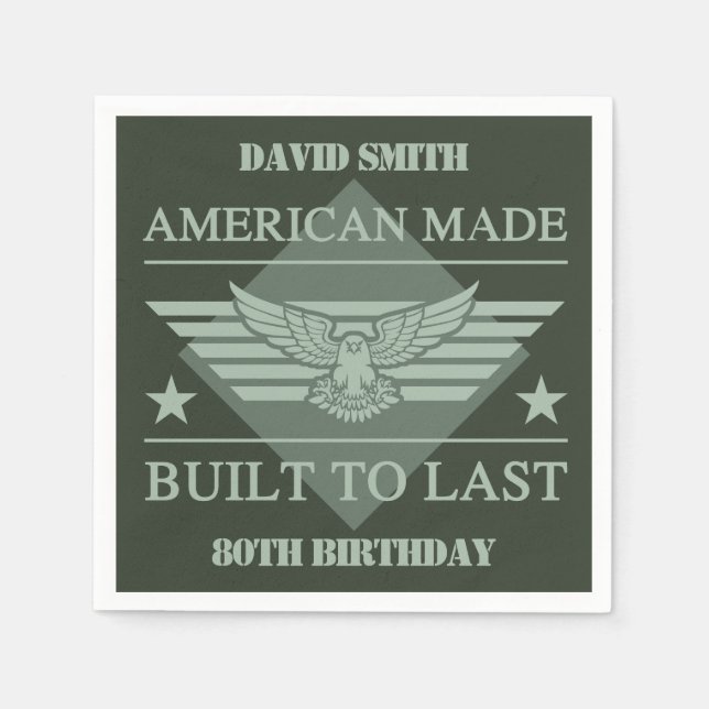 Serviette En Papier American Made 80th Birthday (Devant)