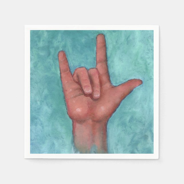 Serviette En Papier American Sign Language : I Love You : Art (Devant)
