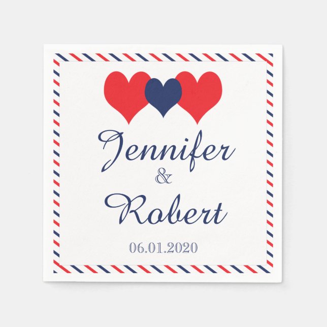 Serviette En Papier Americana Hearts Mariage Napkin (Devant)