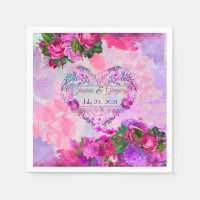 Amethyst framboise Mariage floral Napkin