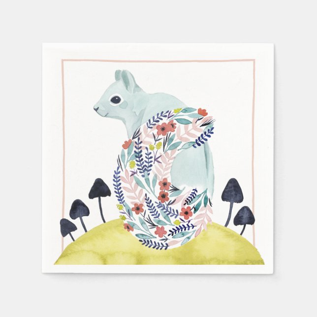 Serviette En Papier Amis de Clementine | Écureuil d'art populaire (Devant)