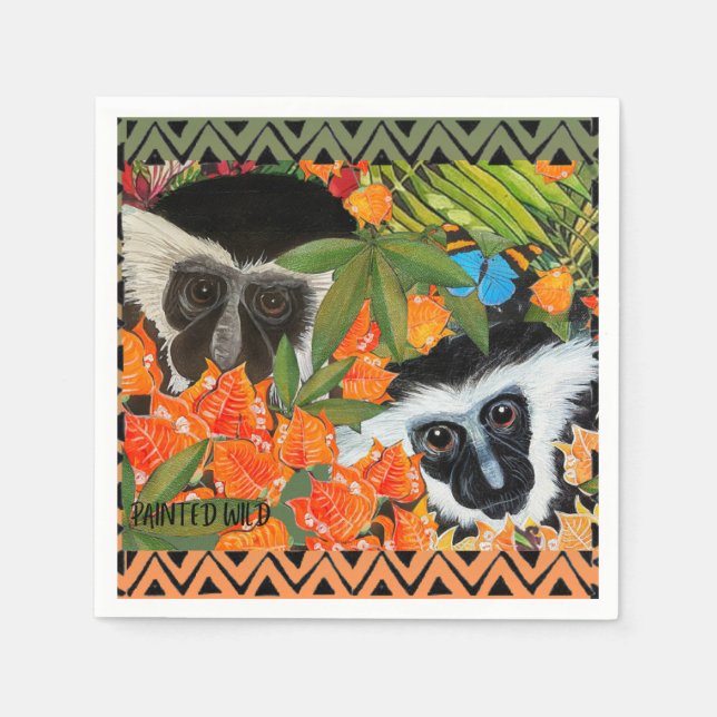 Serviette En Papier Amis de Colobus (Devant)