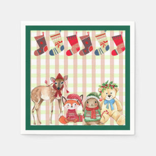 Serviette En Papier Amis de fête avec des cadeaux et des bas