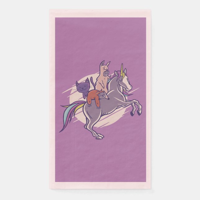 Serviette En Papier Amis magiques |Unicorne, Alpaca, Kitten, Sloth (Devant)