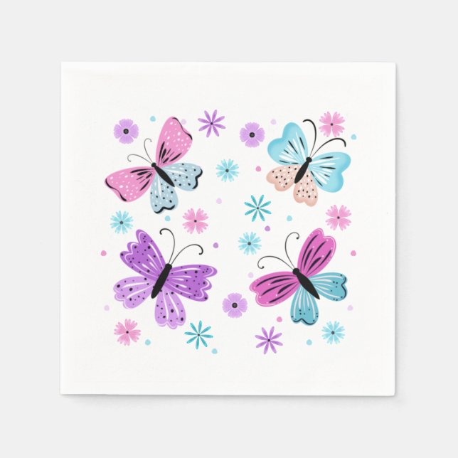 Serviette En Papier Amis Papillons (Devant)