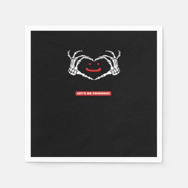 Serviette En Papier Amis ! Squelette classique Mains Coeur (Devant)