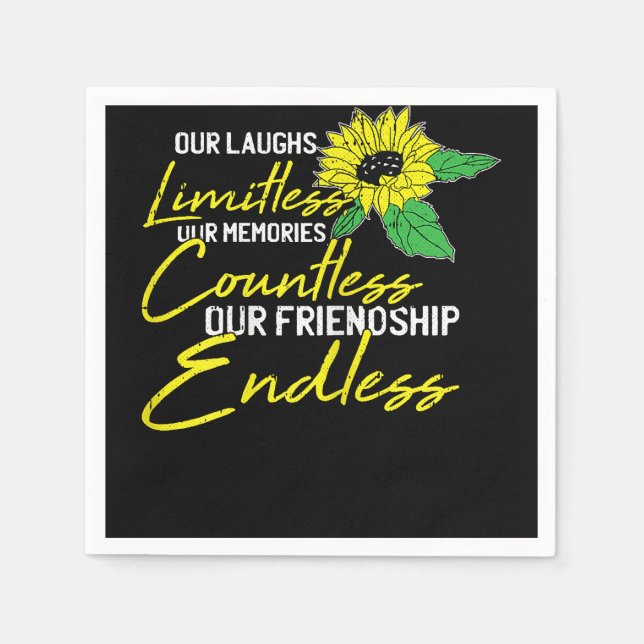 Serviette En Papier Amitié Meilleur Ami Cute Sunflower Bestie BFF M (Devant)