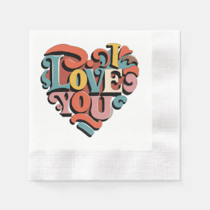 Serviette En Papier Amour à Cœur Rétro Psychedelia