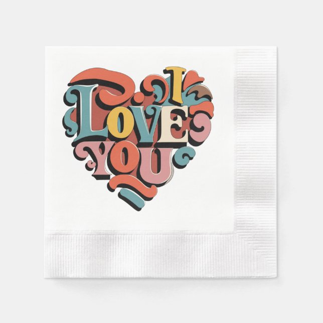 Serviette En Papier Amour à Cœur Rétro Psychedelia (Devant)