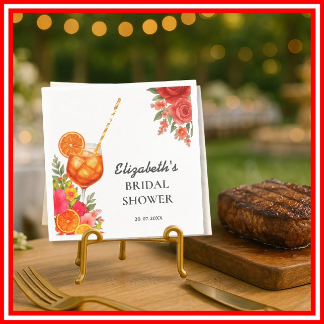 Serviette En Papier Amour à First Spritz Citrus Orange Fête des mariée (Créateur téléchargé)