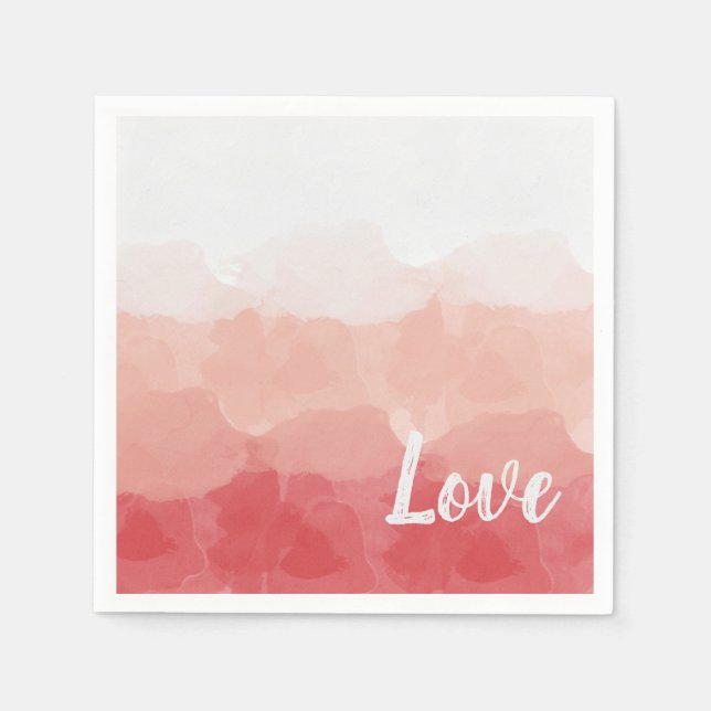 Serviette En Papier Amour à l'aquarelle rose (Devant)