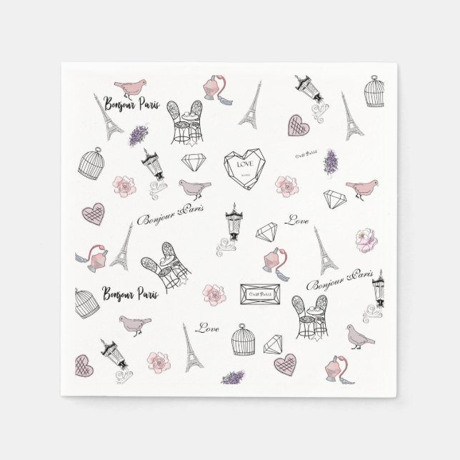 Serviette En Papier Amour à Peris Bohemian Chic Floral Boho Girlly (Devant)