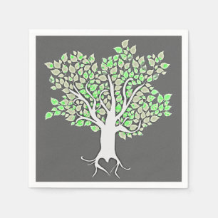Serviette En Papier amour arbre gris menthe vert mariage serviettes en