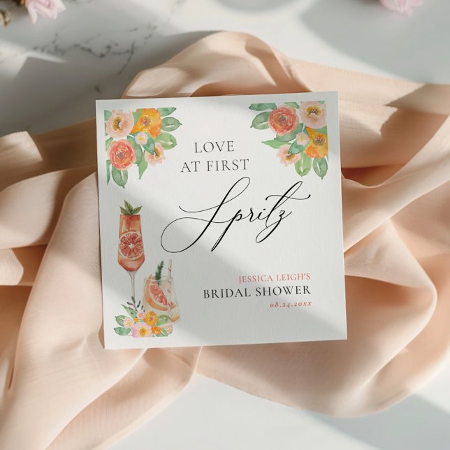 Serviette En Papier Amour au premier Spritz Bright Cocktail Shower de  (Créateur téléchargé)