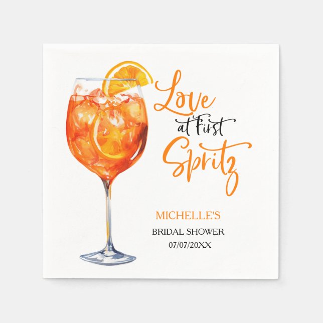 Serviette En Papier Amour au Premier Spritz Cocktail d'été pour EVJF (Devant)