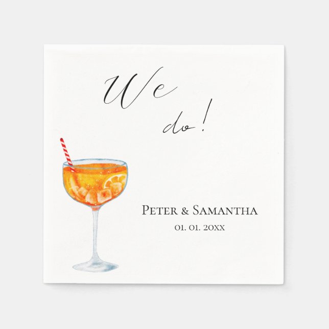 Serviette En Papier Amour au premier Spritz de mariage  (Devant)
