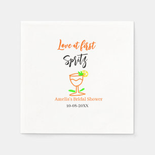 Serviette En Papier Amour au premier spritz orange noir nuptiale douch
