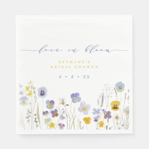Serviette En Papier Amour bleu et jaune en fleurs Shower de mariage fl