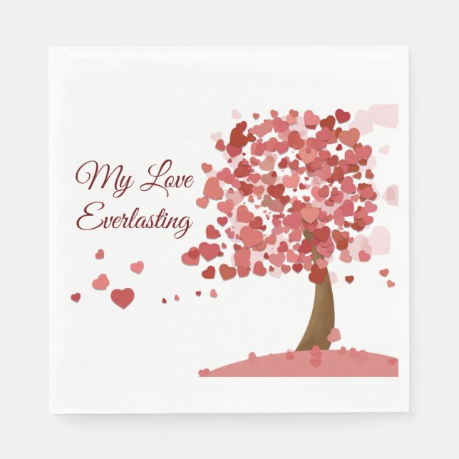 Serviette En Papier Amour Coeur Arbre Saint Valentin Anniversaire (Devant)