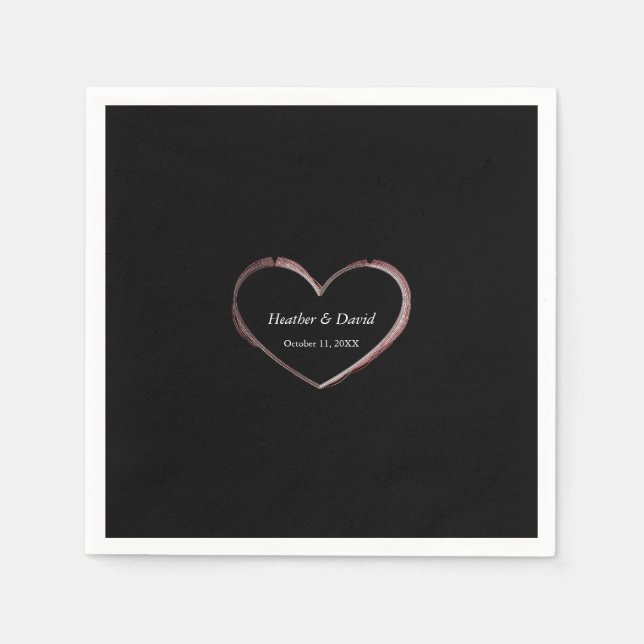 Serviette En Papier Amour Coeur Attractif Charming Mariage (Devant)