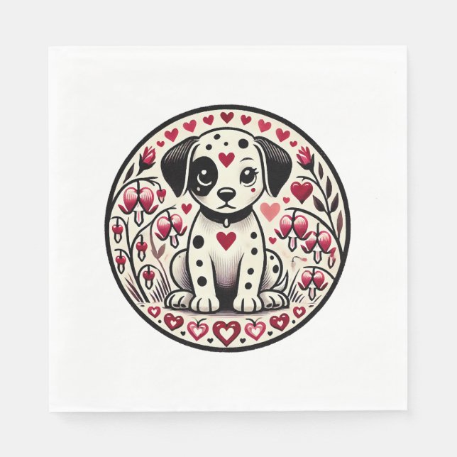 Serviette En Papier Amour dalmate (Devant)