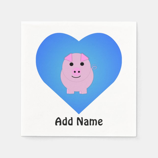 Serviette En Papier Amour de Cochon Mignon (Devant)