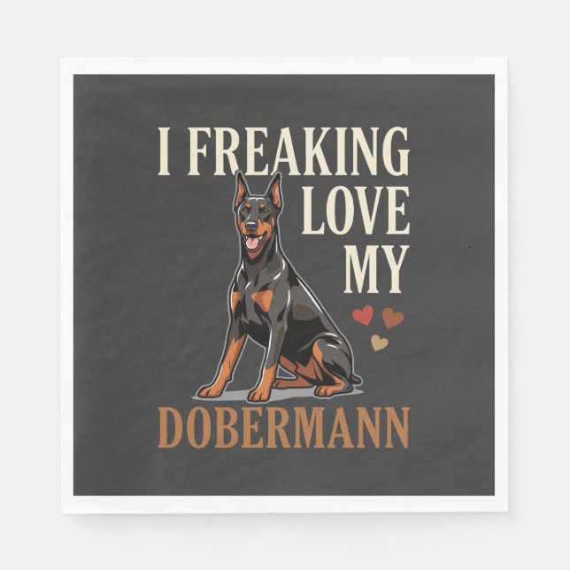 Serviette En Papier Amour de Dobermann Amateur de Chien (Devant)