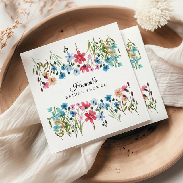 Serviette En Papier Amour de Fleur Sauvage Fête de Mariage (Créateur téléchargé)