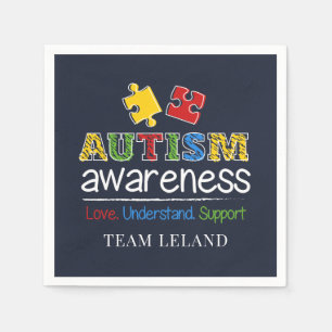 Serviette En Papier Amour de Sensibilisation sur l'autisme personnalis