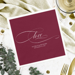 Serviette En Papier Amour - Élégant mariage bordeaux Marsala