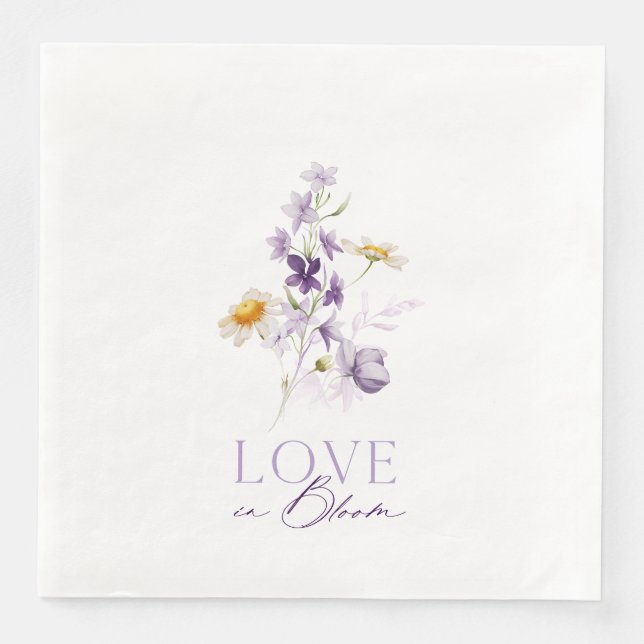 Serviette En Papier Amour en fleur Mariage fleuri Napkins (Devant)