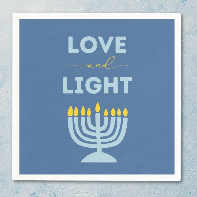 Serviette En Papier "Amour et Lumière" Juif Menorah Blue Hanoukka (Créateur téléchargé)
