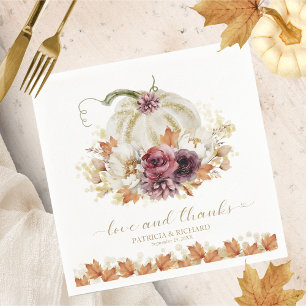 Serviette En Papier Amour et remerciements Mariage floral citrouille