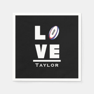 Serviette En Papier Amour Et Vivant Ventilateur De Rugby Sports Nom Pe