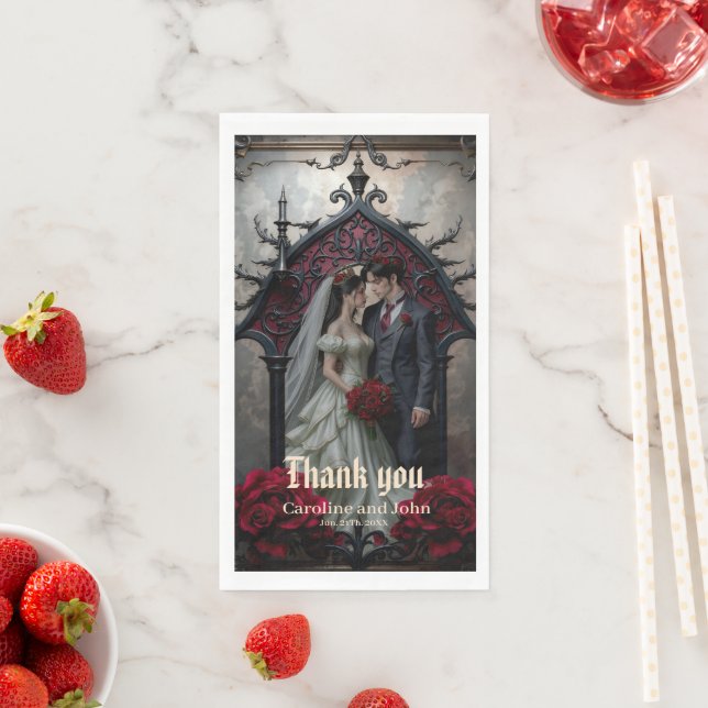 Serviette En Papier Amour Éternel Gothique  (En situation)