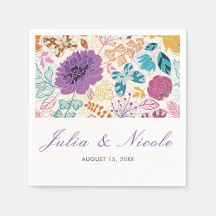 Serviette En Papier Amour Fleurissant Floral Romantique Mariage Rose V