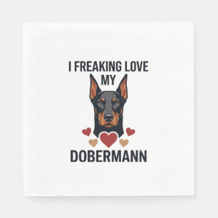 Serviette En Papier Amour fou pour le chien Dobermann Cœurs rouges_1