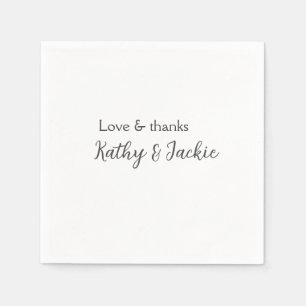 Serviette En Papier Amour & merci nom du couple mariage simple minimal