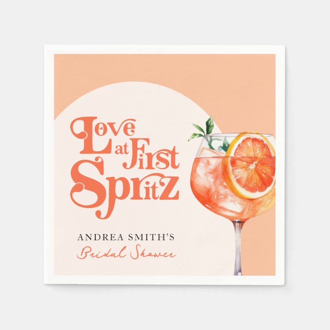 Serviette En Papier Amour Moderne au Premier Spritz Retro Enterrement  (Devant)