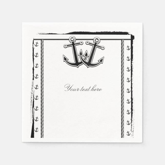 Serviette En Papier Amour Nautique Ancres Mariage Plage Enterrement de (Devant)