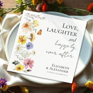 Serviette En Papier Amour, rires, et pour toujours Mariage