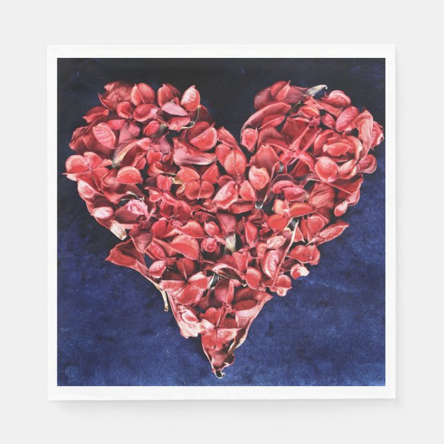 Serviette En Papier Amour romantique Rose Petal Red Heart (Devant)