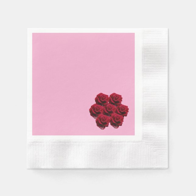 Serviette En Papier Amour. Roses rouges du jardin. (Devant)