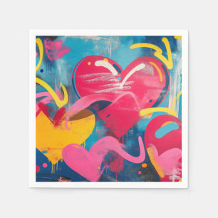 Serviette En Papier Amour Urbain : Cœurs Graffiti