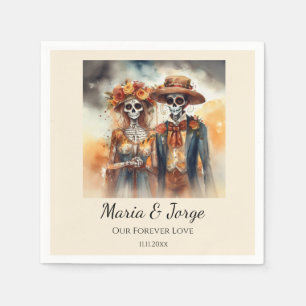 Serviette En Papier Amoureux Crâne de Sucre Dia de los Muertos