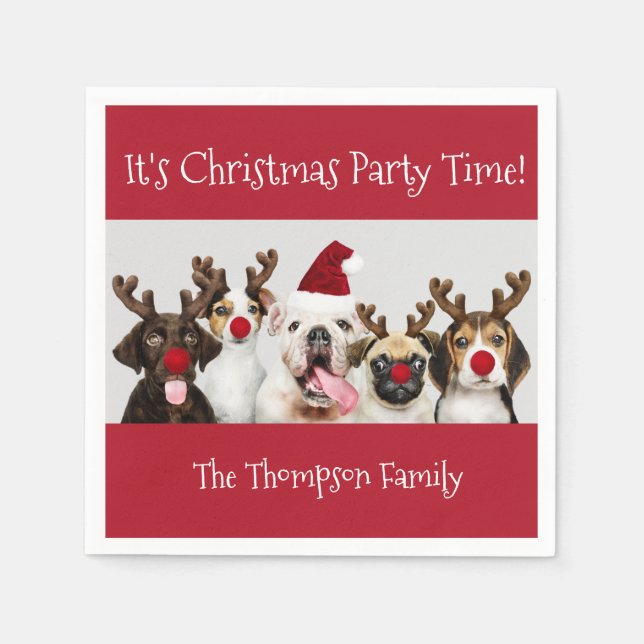 Serviette En Papier Amoureux de chien drôle | Avec nom (Devant)