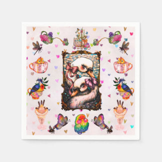 Serviette En Papier Amoureux de cygnes