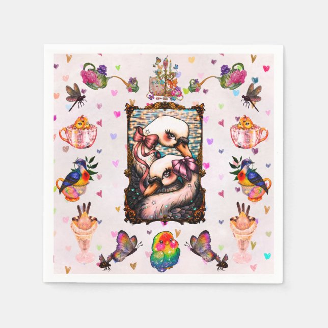 Serviette En Papier Amoureux de cygnes (Devant)